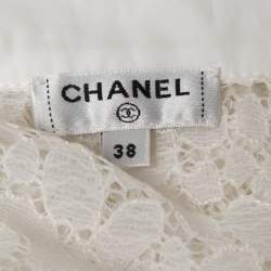 Chanel White Lace Ruffled Blouse S