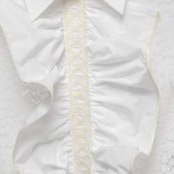 Chanel White Lace Ruffled Blouse S