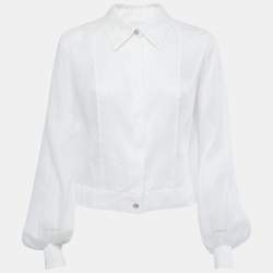 Chanel White Cotton Button Front Short Shirt M Chanel
