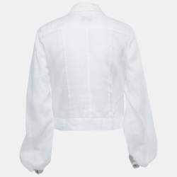 chanel white cropped shirt jacket