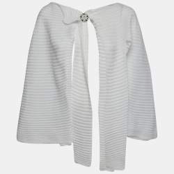 Pre Owned Chanel White Cotton Knit Overlay Detail Top M