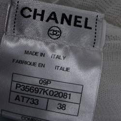 Pre Owned Chanel White Cotton Knit Overlay Detail Top M
