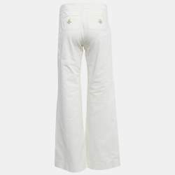 Chanel Off-White Cotton Wide-Leg Trousers M Waist 28"