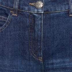 Chanel Navy Blue Denim Logo Embroidered Pocket Detail Jeans M Waist 32"
