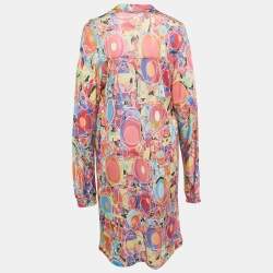 Pre Owned Chanel Multicolor Printed Jersey Full Sleeve Mini Dress L
