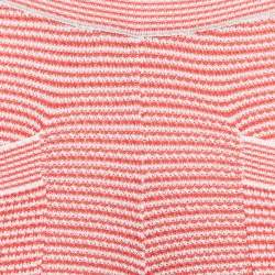 Pre Owned Chanel Red Striped Patterned Knit High Waist Pants S