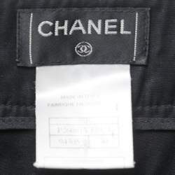 Chanel Black Wool Gathered Detail Trousers M