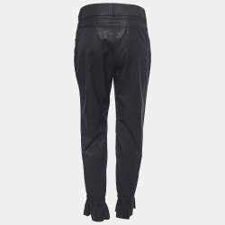 Chanel Black Wool Gathered Detail Trousers M
