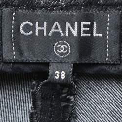 Pre Owned Chanel Black/Grey Denim Mid-Rise Skinny Jeans M Waist 29"