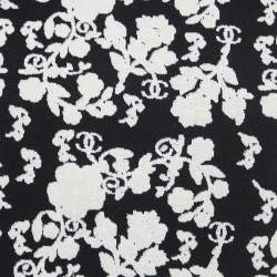 Pre Owned Chanel Black Jacquard Distressed Knit Fringe Detailed Top XL