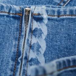Pre Owned Chanel Blue Chain Print Denim Slim Fit Jeans M Waist 29"