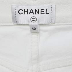 Chanel White Denim Straight Fit Jeans M Waist 31"