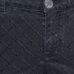 Pre Owned Chanel Black Quilt Patterned Denim High Rise Skinny Jeans M Waist 30"