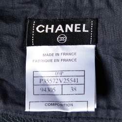 Chanel Black Patterned Sleeveless Belted Midi Dress M