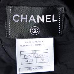 Chanel Black Patterned Sleeveless Belted Midi Dress M