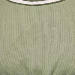 Chanel Green Cotton Knit Scoop Neck Crop Top M