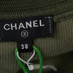 Chanel Green Cotton Knit Scoop Neck Crop Top M