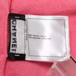 Pre Owned Chanel Pink CC Patterned Knit Short Sleeve T-Shirt M