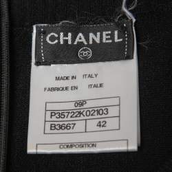 Chanel Black Rib Knit & Tulle Inset Detailed Mini Dress L