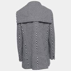 Chanel Black/White Patterned Wool Double Breasted Coat L