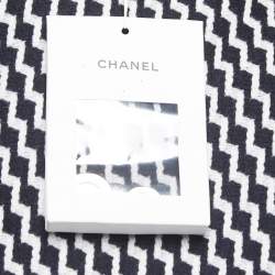 Chanel Black/White Patterned Wool Double Breasted Coat L