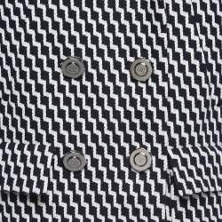 Chanel Black/White Patterned Wool Double Breasted Coat L