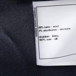 Chanel Black/White Patterned Wool Double Breasted Coat L