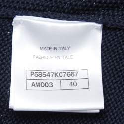Pre Owned Chanel Navy Blue Cotton Knit Pocket Detail Mini Dress M