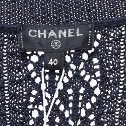 Pre Owned Chanel Navy Blue Cotton Knit Pocket Detail Mini Dress M