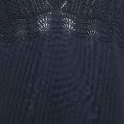 Pre Owned Chanel Navy Blue Cotton Knit Pocket Detail Mini Dress M