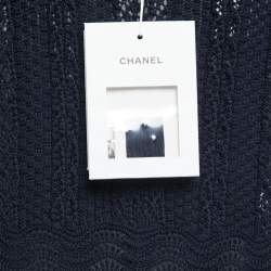 Pre Owned Chanel Navy Blue Cotton Knit Pocket Detail Mini Dress M