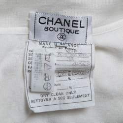 Pre Owned Chanel Cream Knit Polo T-Shirt M