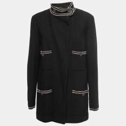 Chanel Black Wool Ribbon Trimmed Jacket L