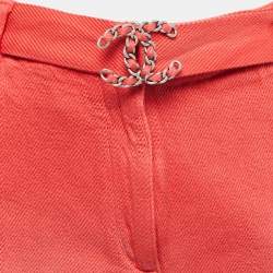 Chanel Coral Red Cotton textured Shorts S