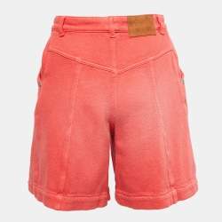 Chanel Coral Red Cotton textured Shorts S
