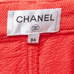 Chanel Coral Red Cotton textured Shorts S