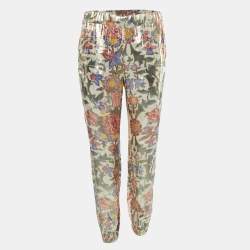 Chanel Gold Floral Metallic Lame Elastic Waist Pants S