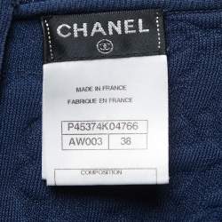 Chanel Navy Blue Jacquard Knit A-Line Dress M