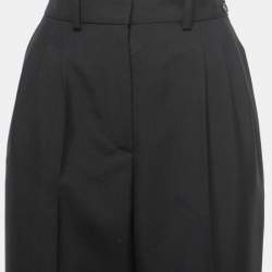 Pre Owned Chanel Black Wool & Mohair Wide Leg Pants M
