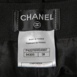 Pre Owned Chanel Black Wool & Mohair Wide Leg Pants M