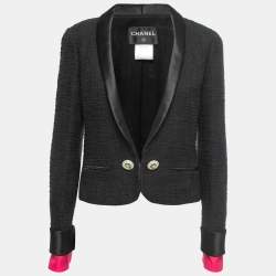 Chanel Black Tweed Layered Double-Breasted Blazer M
