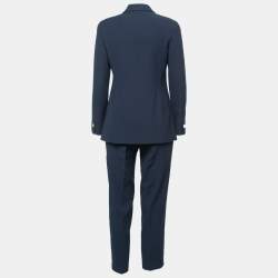 Pre Owned Chanel Vintage Navy Blue Wool Pant Suit M