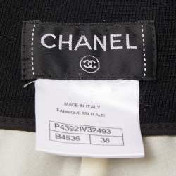 Chanel Black Wool Contrast Hem Trousers M