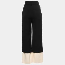 Chanel Black Wool Contrast Hem Trousers M
