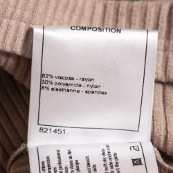 Chanel Pink Rib Knit Pearl Embellished High Neck Top M
