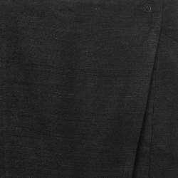 Pre Owned Chanel Black Silk Faux Wrap Detail Midi Skirt M