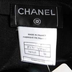 Pre Owned Chanel Black Silk Faux Wrap Detail Midi Skirt M