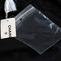 Pre Owned Chanel Black Silk Faux Wrap Detail Midi Skirt M