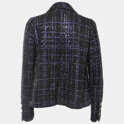 Pre Owned Chanel Black/Purple Sequin Embellished Tweed Jacket S