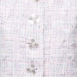 Chanel Purple/Pastel Tweed Fringed Coat M